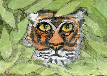 The Endangered Species Club Rachel Flickinger Poynette WI mixed media collage  SOLD